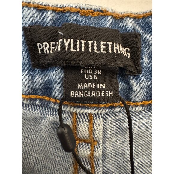 2/$30 NWT PrettyLittleThing Size 6 Distressed Blue Mom Jeans - Picture 3 of 16